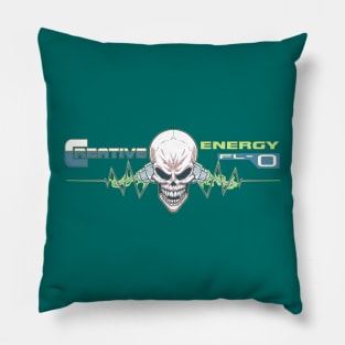 WEIRDO - Creative Energy Flo - Skull - Full Color - Dark Teal Pillow