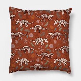 Paleontology Dinosaur Skeleton with Other Fossils Pillow