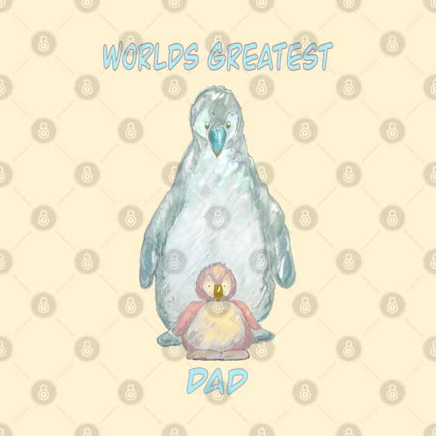 World’s Greatest Dad-cute baby penguin and  daddy penguin. by Peaceful Pigments