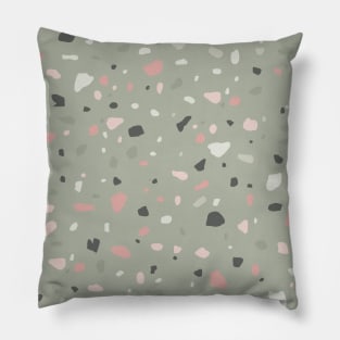 Pink Summer Green Modern Terrazzo Pattern Pillow