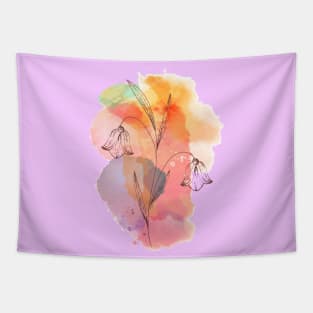 Hand Drawn Flowers and Leaves Artwork Tapestry