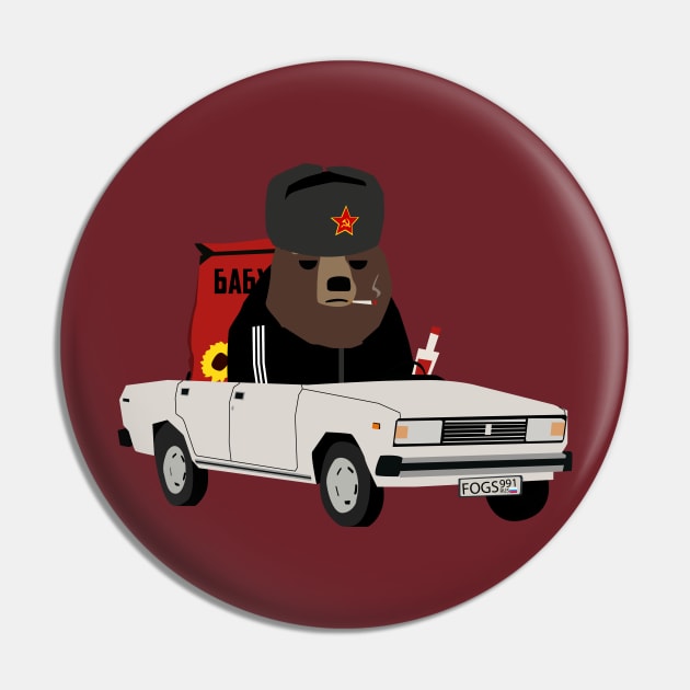 Gopnik Russian bear in the car on the road with sunflower seeds no text Pin by FOGSJ