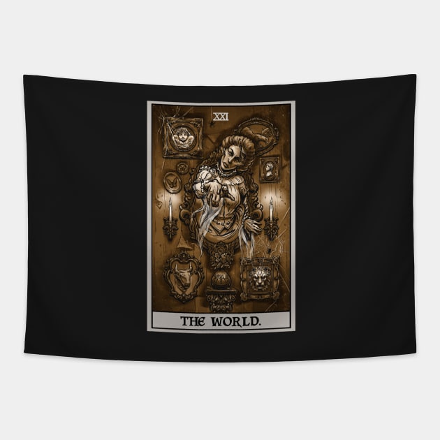 The World Tarot Card Victorian Ghost Tapestry by TheGhoulishGarb