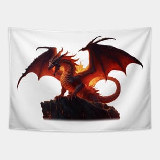 Dragon Mythological Dragon Lovers Red Tapestry