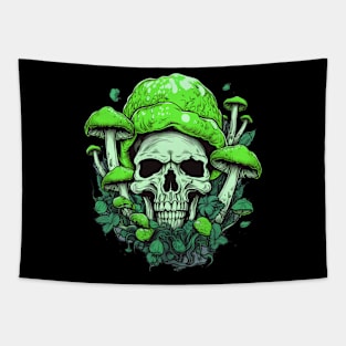 Cosmic Fusion Psychedelic Mushroom Skull Tapestry