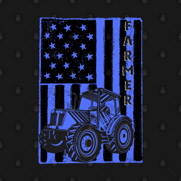 Vintage American flag tractor gift for farmer by JustBeSatisfied