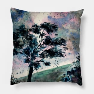 Colorful Night Sky above the Fields Pillow