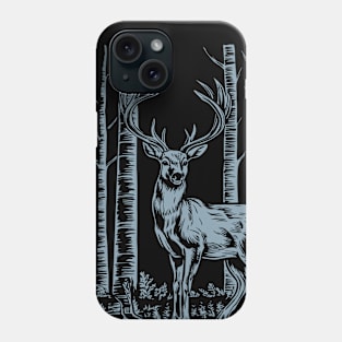 Deer in the forest - vintage blockprint Phone Case