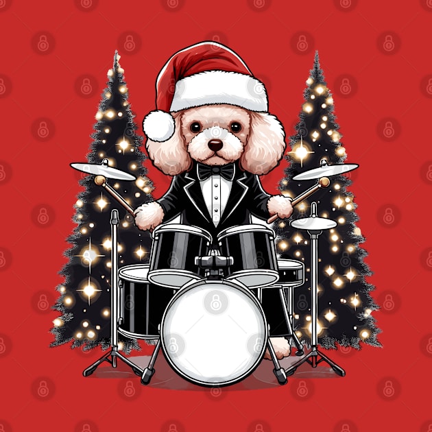 Poodle Playing Drums Christmas by Graceful Designs