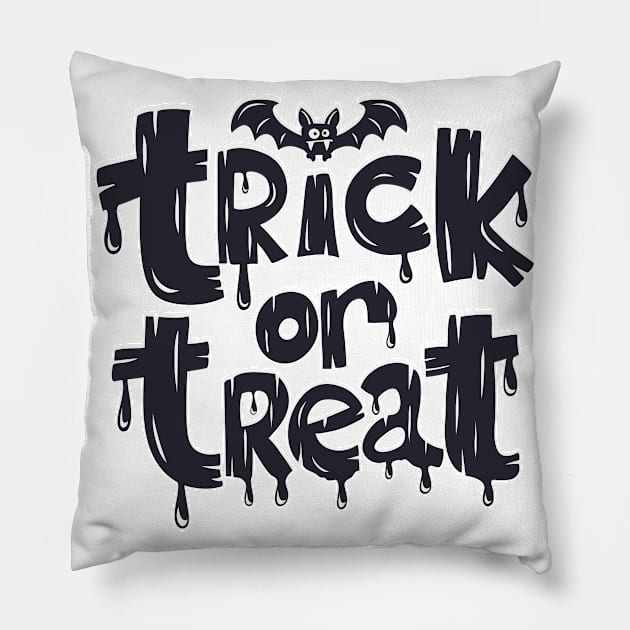 Trick or Treak happy Halloween party Pillow by Teedell