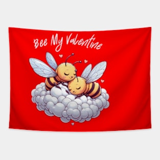 couple of bees embracing on a cloud, Bee My Valentine Tapestry