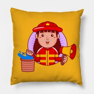 Firefighter Woman Pillow