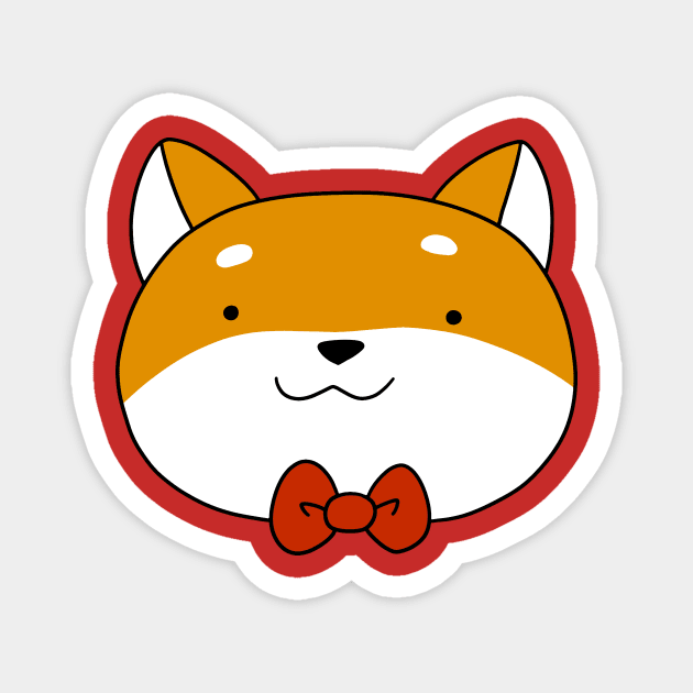 Bow Tie Shiba Face Magnet by saradaboru