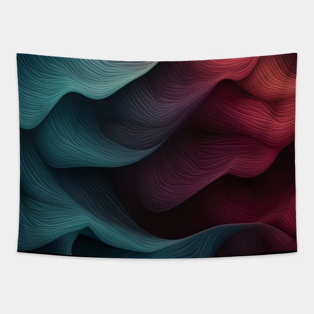 Colorful Textured Abstract Wave Pattern Tapestry by AbstractGuy