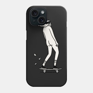 Hipster Skateboarder 2 - Digital Drawing - B&W Phone Case