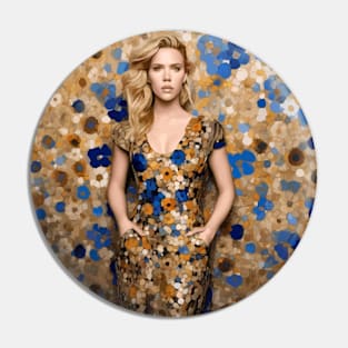 Beautiful Woman in a Flower Dress After Klimt Pin