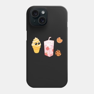 Kawaii japanese milk and cookies and ice cream Phone Case