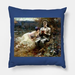 The Temptation of Sir Percival - Arthur Hacker Pillow