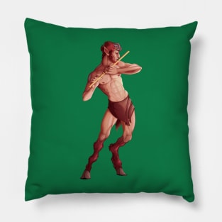 faun playing flute Pillow