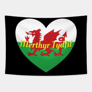 Merthyr Tydfil Wales UK Wales Flag Heart Tapestry