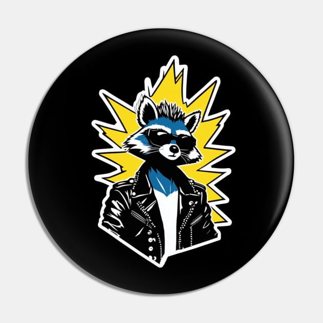 The Ratscals: Punk Rock Raccoon Pin by Sieve's Weave's