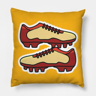 Football Shoes Pair vector icon illustration. Fashion object icon design concept. Soccer football boots shoes vector design on blue background. Pillow