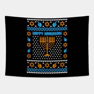 Happy Hanukkah Ugly Christmas Sweater Tapestry