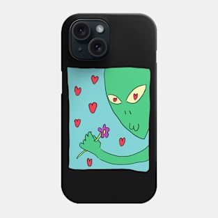 Alien picking flowers Phone Case