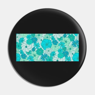 Retro Florals in Aqua, Mint & Teal Pin