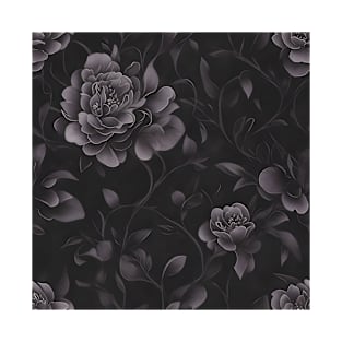 Dark Flowers Pattern Goth Floral Artwork T-Shirt