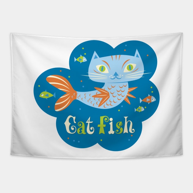 Cat Fish Tapestry by RussellTateDotCom