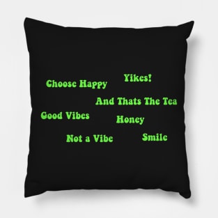 Bright Green VSCO Word Sticker Pack Pillow