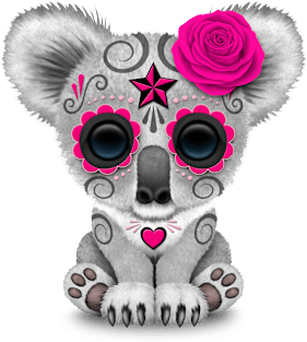 Pink Day of the Dead Sugar Skull Baby Koala Magnet