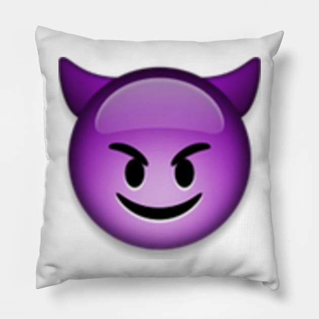 smiling face with horns Pillow by Emoji