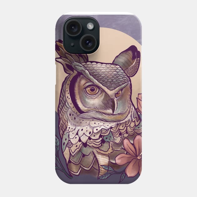 Moon Owl Art Phone Case by Ley Guth Art