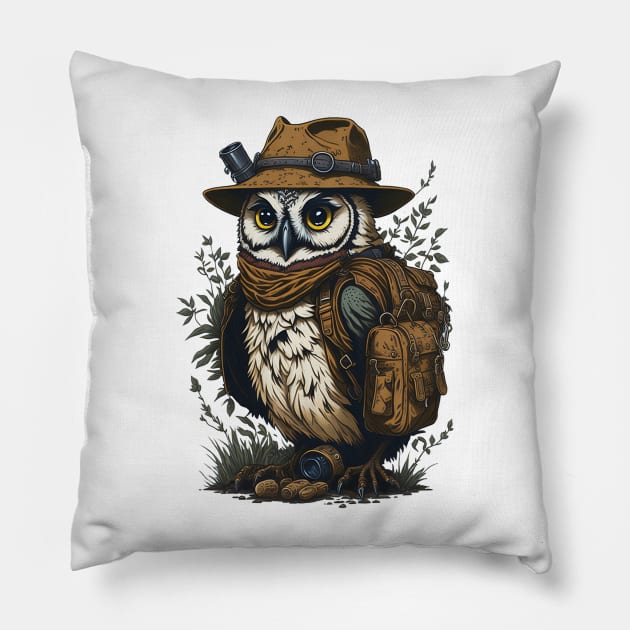 Owl Explorer Pillow by SergioCoelho_Arts