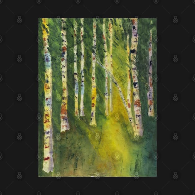 Sunlit Birches Watercolor Batik by ConniSchaf