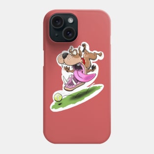 Dog chasing ball. With white outline Phone Case