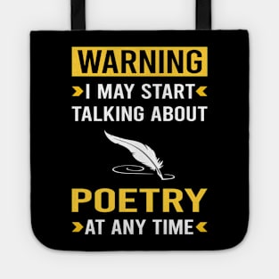 Warning Poetry Poem Poet Tote