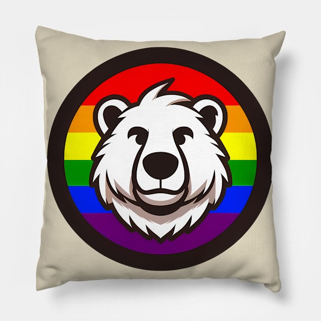 LGBTQ Pride Bear Anthro Furry Rainbow Logo Pillow by Blue Bull Bazaar