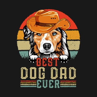 Vintage Best Dog Dad Ever Retro Headband Funny Father's Day T-Shirt