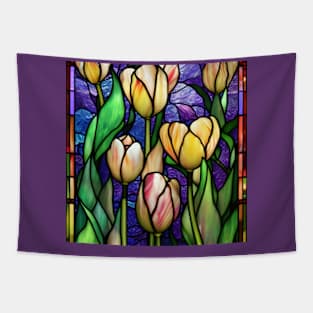 Stained Glass Tulips Tapestry