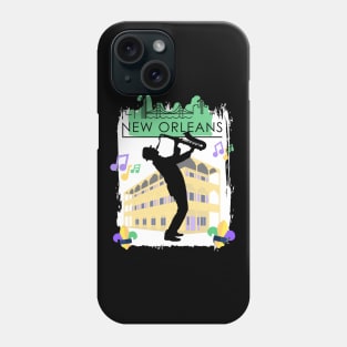 Green New Orleans Louisiana Mardi Gras City Skyline Music Jazz Travel holidays Phone Case