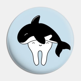 Cute Molar with Orca (Killer Whale) hat illustration - for Dentists, Hygienists, Dental Assistants, Dental Students and anyone who loves teeth by Happimola Pin