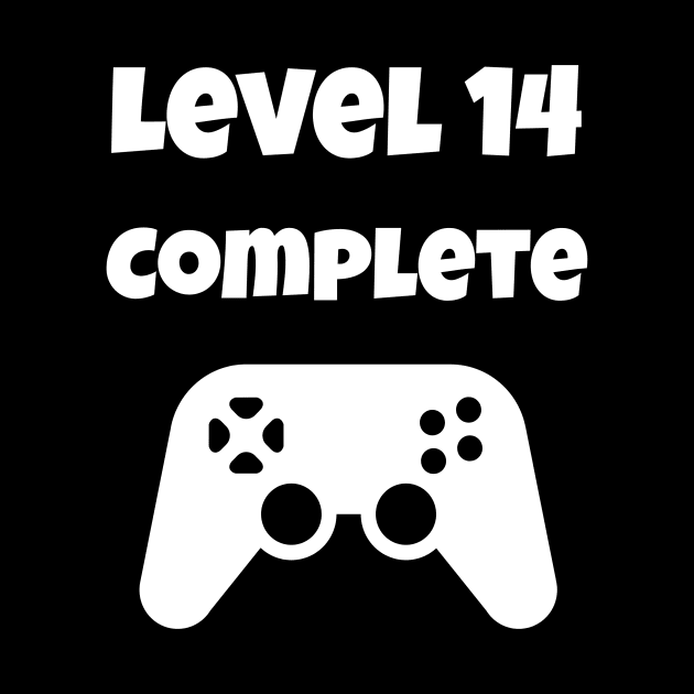 Level 14 Completed Video Gamer 14th Birthday Gift by fromherotozero