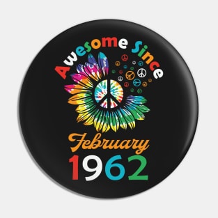 Funny Birthday Quote, Awesome Since February 1962, Retro Birthday Pin