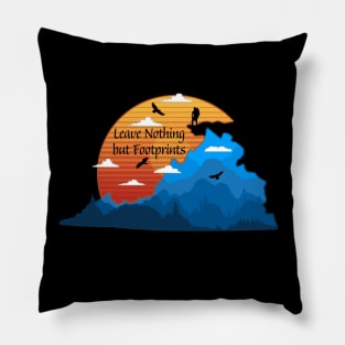 Virginia Hiking Leave Nothing But Footprints Pillow