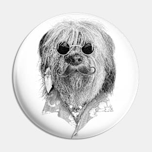 Hippie Surf Dog Pin