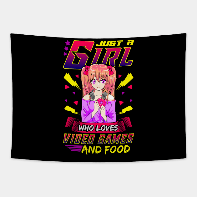 Funny Just A Girl Who Loves Video Games And Food Tapestry by theperfectpresents