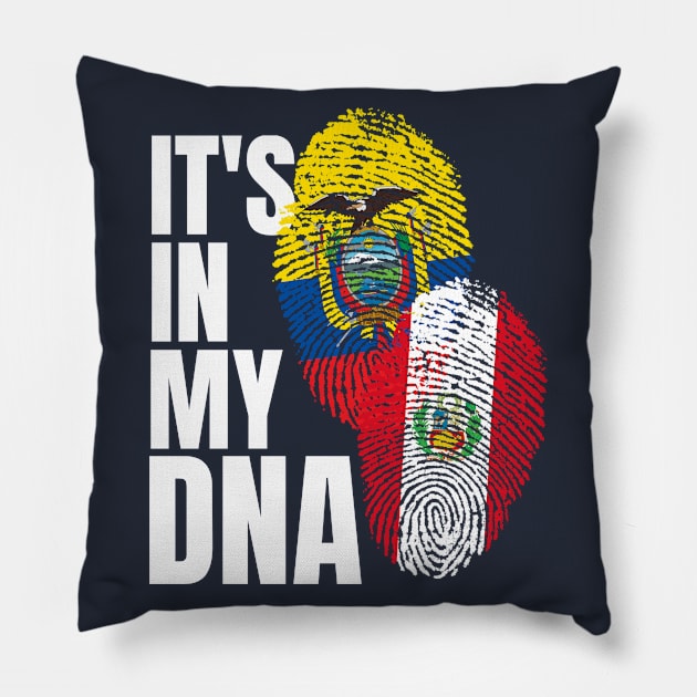 Peruvian And Ecuadorian Mix DNA Flag Heritage Gift Pillow by Just Rep It!!